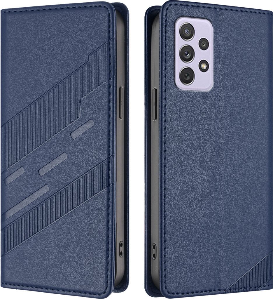 Hülle für Samsung Galaxy A72, Kunstleder Brieftaschen Handyhülle mit Kartenfach und Standfunktion Blau