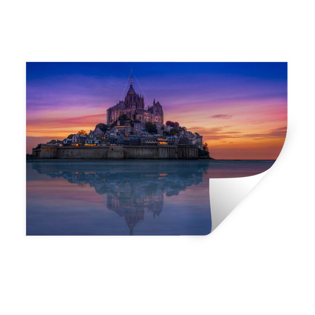 MuchoWow Wandtattoo Wandsticker Wandaufkleber Schloss - Horizont - Frankreich 60x40 cm Selbstklebend und Repositionierbar - Wierderverwendbar - S...
