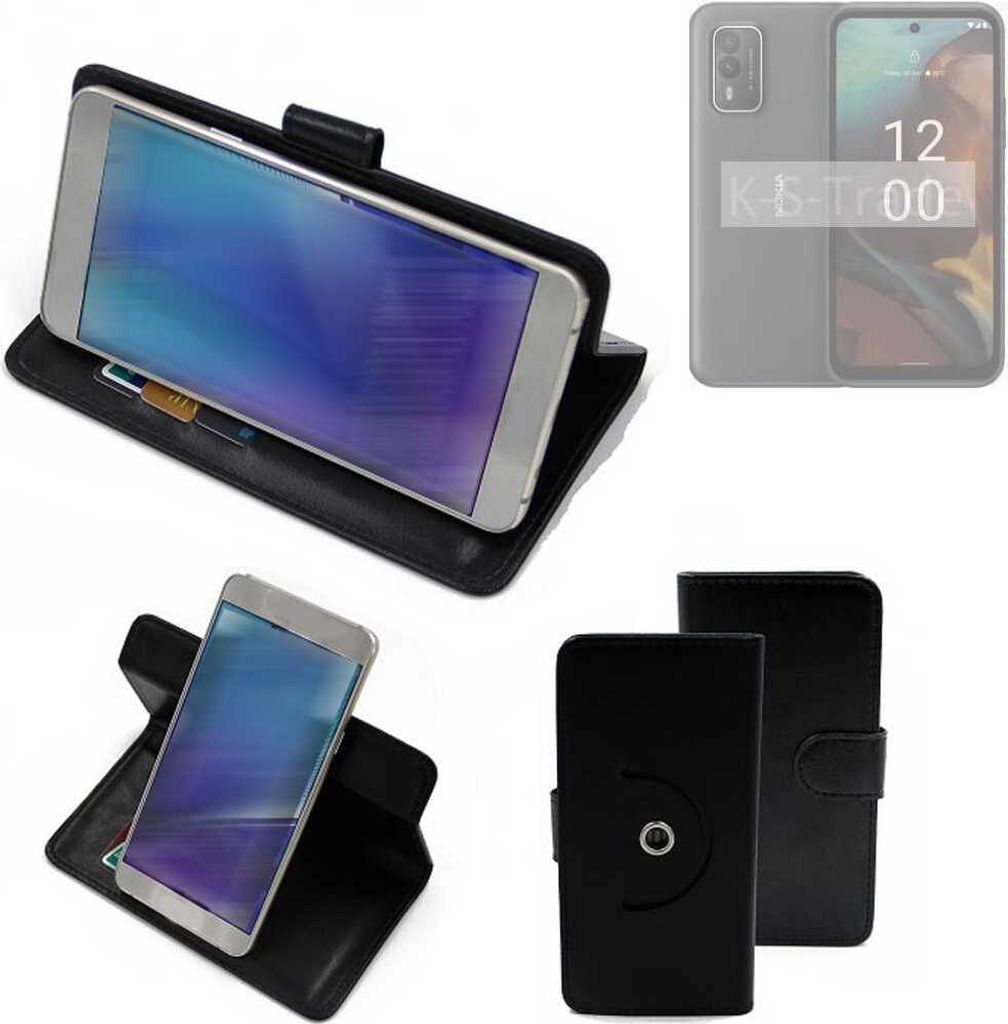 K-S-Trade Case Schutzhülle Handyhülle kompatibel mit Nokia XR21 Flipcase Smartphone Cover Handy Schutz Tasche Klapphülle Walletcase schwarz (1x)