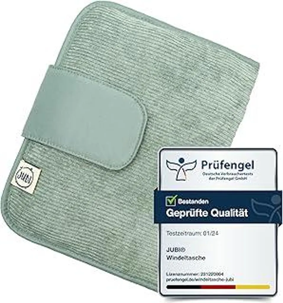Borsa Pannolini Jubi Cord Mint - Borsa Cambio Piccola con Fasciatoio