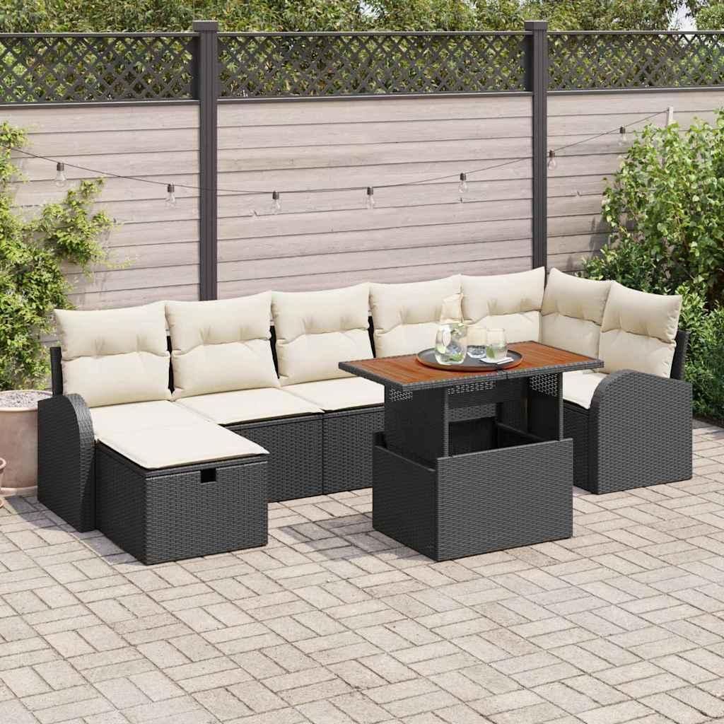 Maison Exclusive - Gartensofa-set mit Kissen 8 pcs Schwarz Poly-Rattan