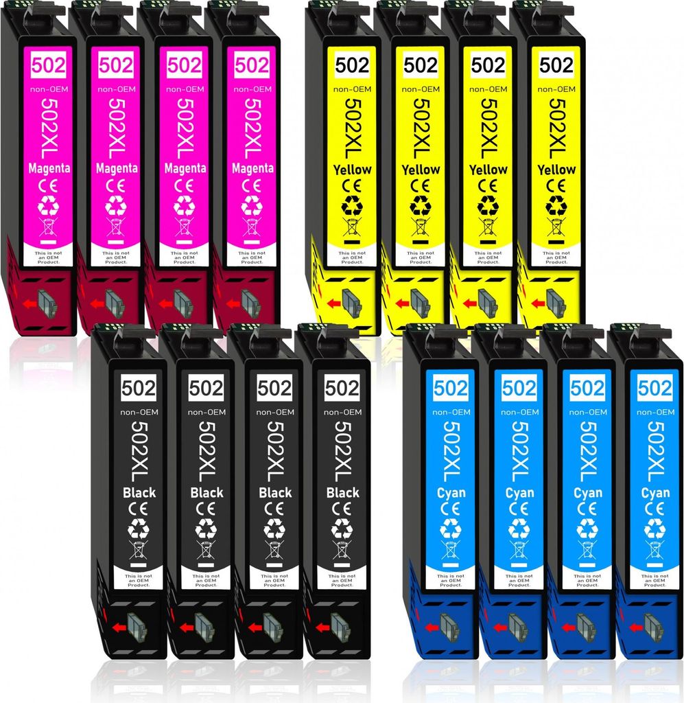 16er Pack Druckerpatronen 502 502XL kompatibel mit Epson WF-2865