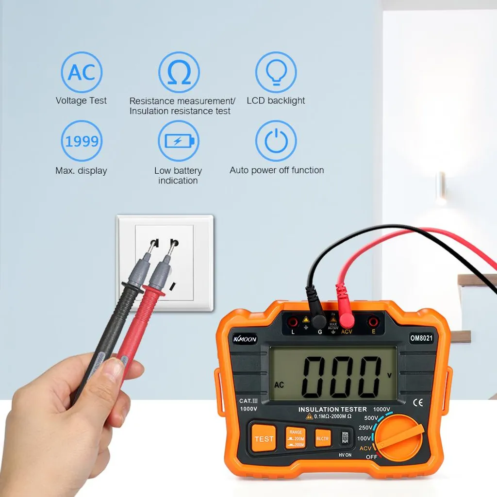 Mégohmmètre Naroote SUPCO 2000MΩ avec Écran LCD Précis et Multimètre - 4