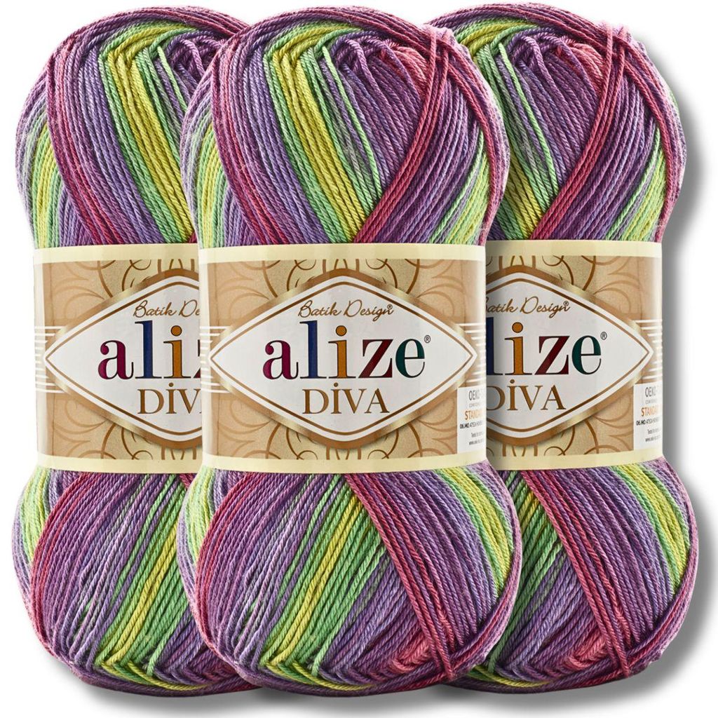 Alize 3x 100g Diva Batik Wolle mit Farbverlauf, Häkeln, Stricken (3241)