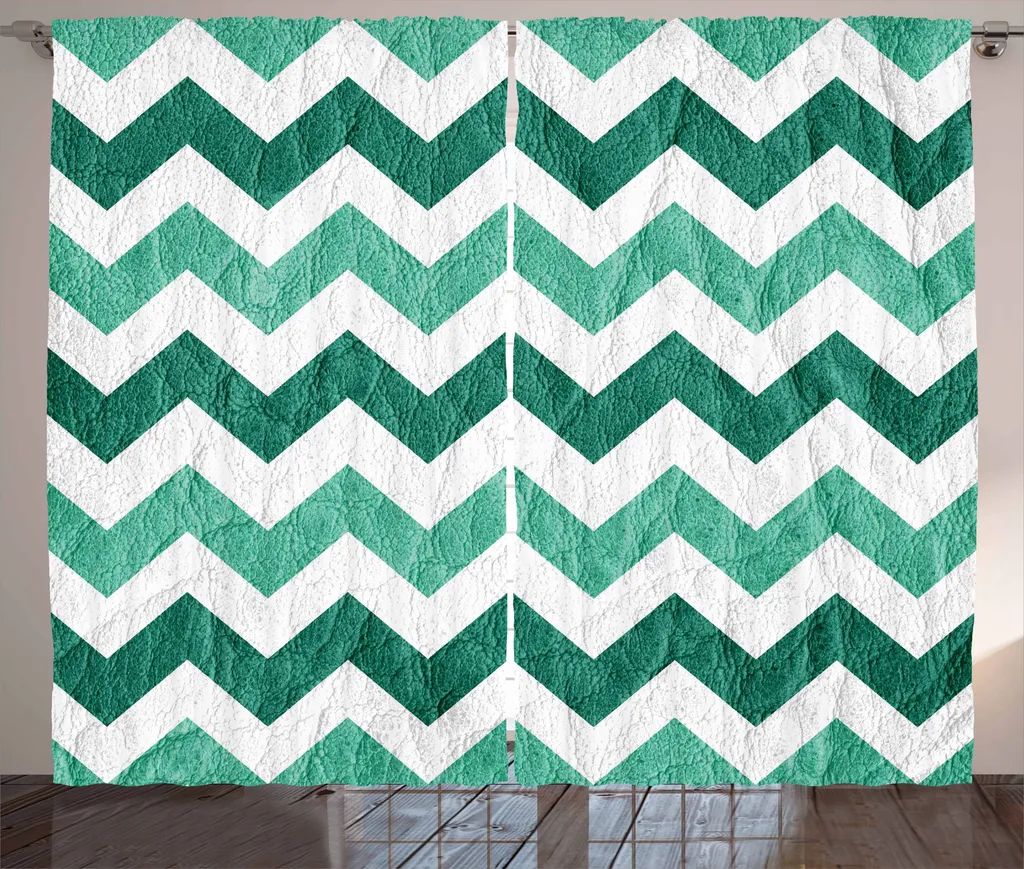 Rideau pour Fenêtre Salon et Chambre Vert Menthe Géométrique 280x225cm