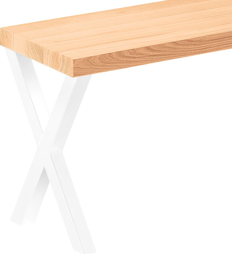 LAMO Manufaktur Sitzbank Esszimmer Holzbank 30x100x47cm, Möbelfüße Design Weiß / Natur