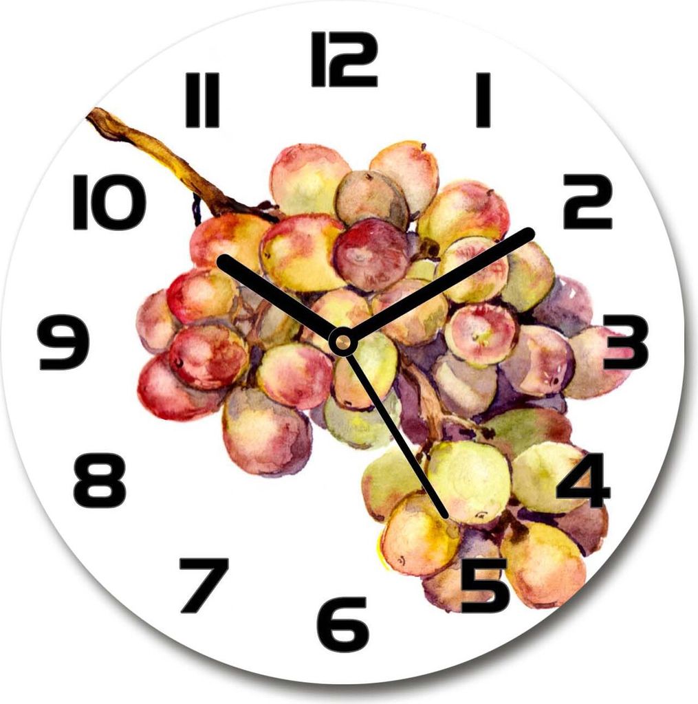 Wanduhr aus Glas 30fi Glasbild Glasuhr Gehärtetes Glas - schwarze-zeiger - Bunch of grapes