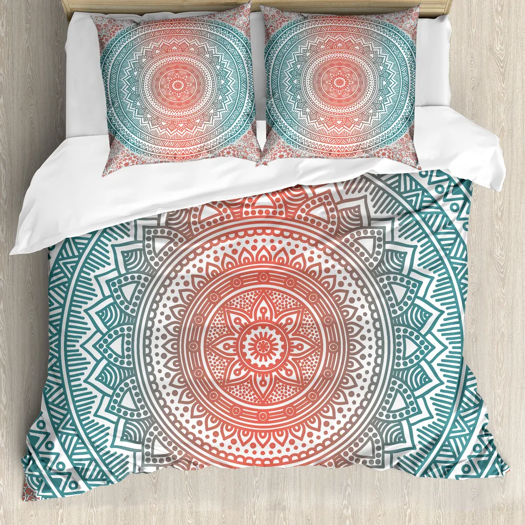 ABAKUHAUS Copripiumino Mandala Yoga Style Matrimoniale Verde Giada
