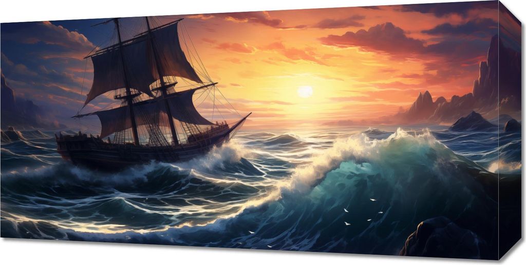 Bild 60x30cm Aufgewühlte Wellen der Ozeanüberquerung