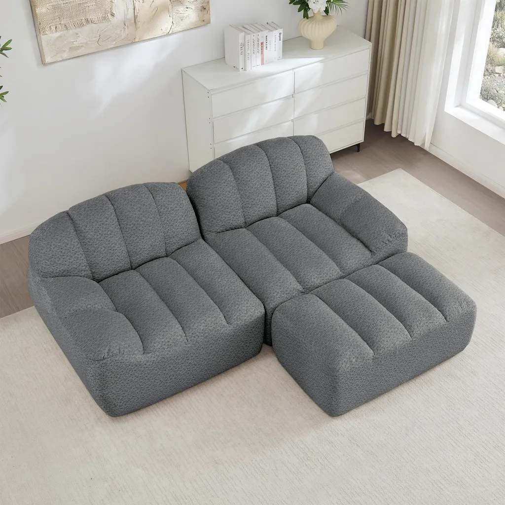 Petit canapé d'angle modulaire gris pour salon moderne, 2 places - 14