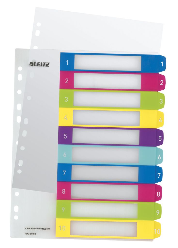 Indice Leitz WOW 12430000 DIN A4 1-10 altezza PP completa Immagine del prodotto 