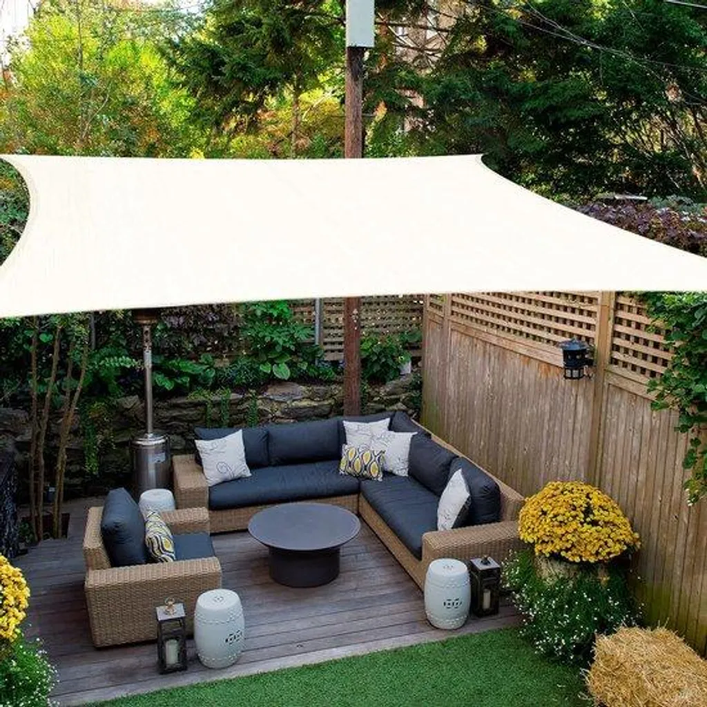 Voile d'ombrage rectangulaire 6x5m respirant blanc pour jardin et terrasse