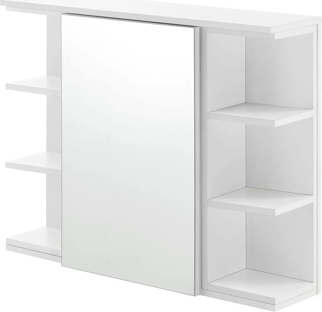 Armoire de toilette suspendue blanche avec 3 étagères de rangement