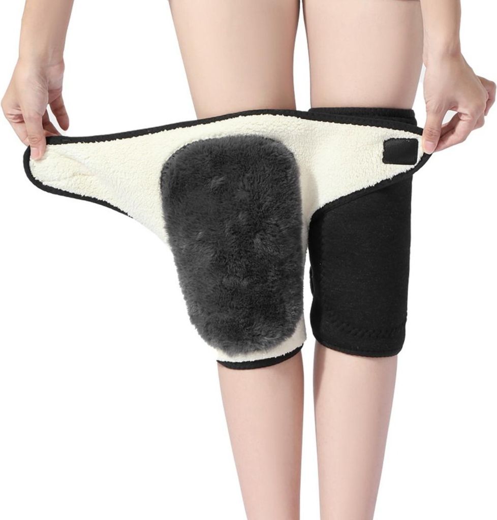 INF Wärmende Wolle Kniebandage für Senioren - Dicke Kniepolster für Winter, 1 Paar M