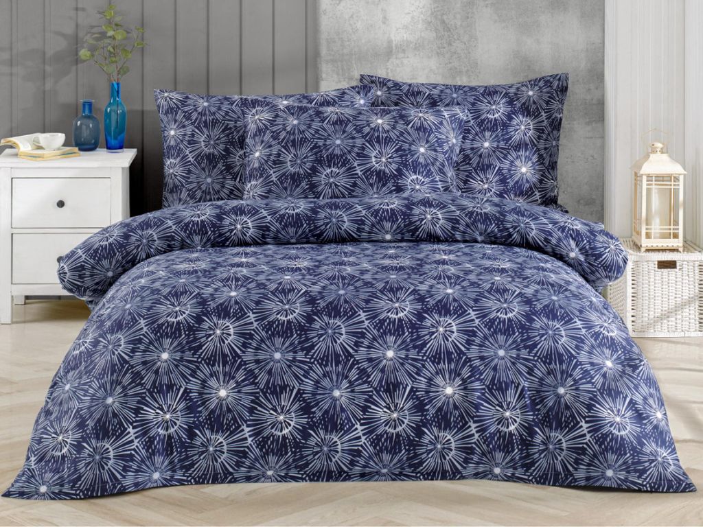 Leinen Satin 140x200, 70x90cm Mirabel blau