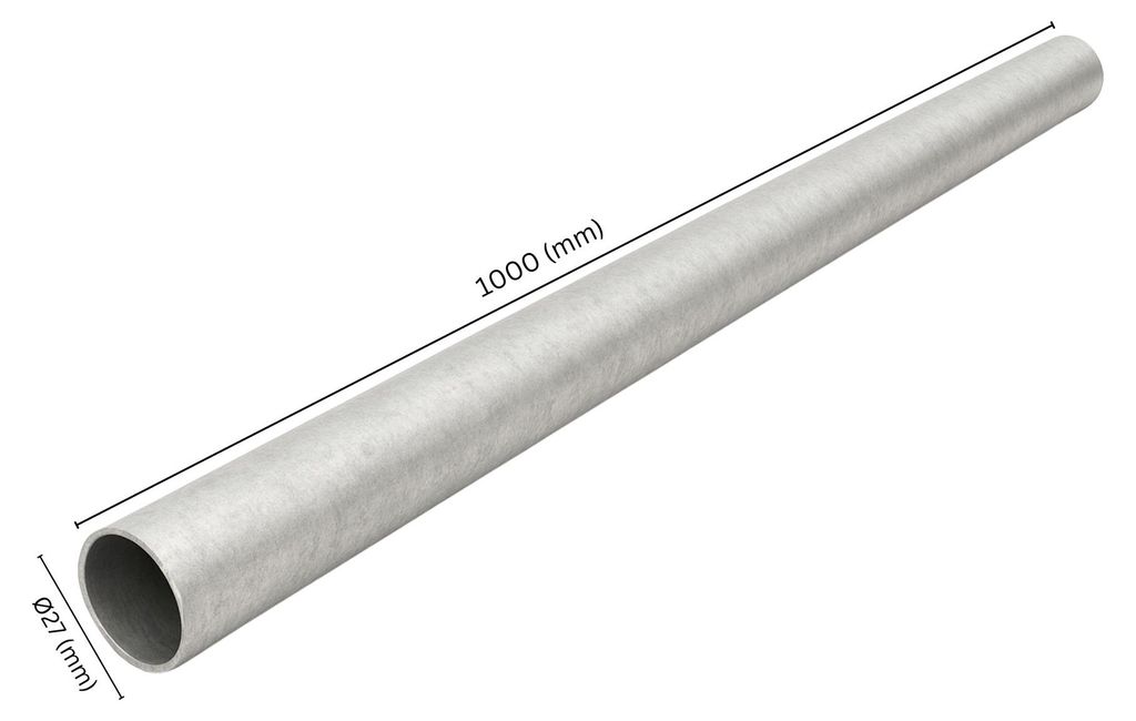 GeZu Impex Stahlrohr Ø 27 mm x 1000 mm Feuerverzinkt Handlauf Rohr für Rahmen
