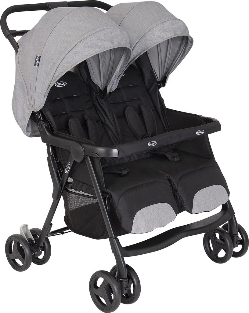 Graco DuoRider Doppel-Kinderwagen, Geschwisterwagen, ab Geburt bis ca. 3 Jahre (bis 15 kg), leicht, schnell zusammenklappbar, zusammengeklappt f...