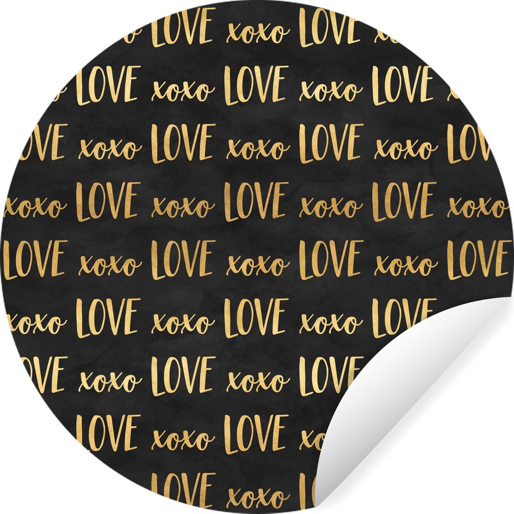 MuchoWow Runde Wandtattoo - Wandsticker Tapete Aufkleber Muster - Liebe - Gold - Schwarz Ø 100 cm Selbstklebend und Repositionierbar - Wandaufkl...