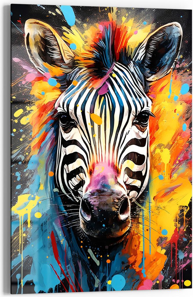 DEQOART Glasbild Echtglas 60x90 cm 'Zebrafarbentanz' Wandbild Bild modern Deko