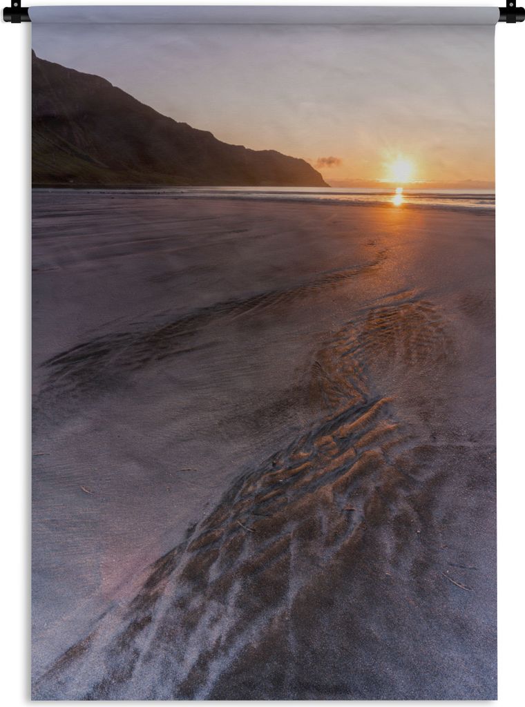 MuchoWow Wandteppich Wandbehang Sonne - Strand - Berge 60x90 cm Tapisserie Dekoration Wandtuch - Foto-Teppich - Abwaschbar