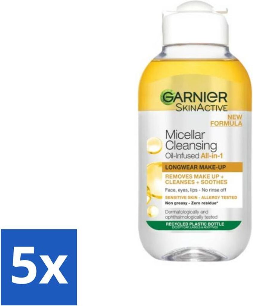 Garnier - Mizellen-Reinigungswasser - Öl - 100 ml - Vorteilspack - 5 Stücke