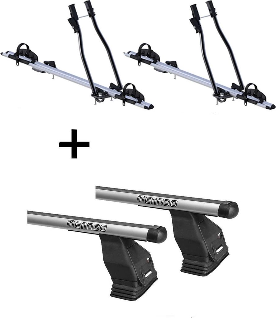 2x Fahrradträger SAGITTAR + Dachträger Menabo Tema kompatibel mit für Peugeot Partner III ab 2018 Aluminium