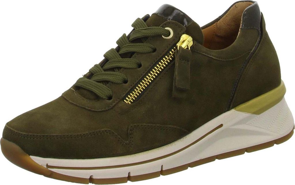 Gabor Comfort Sneaker - Grün Veloursleder Größe: 38 Normal