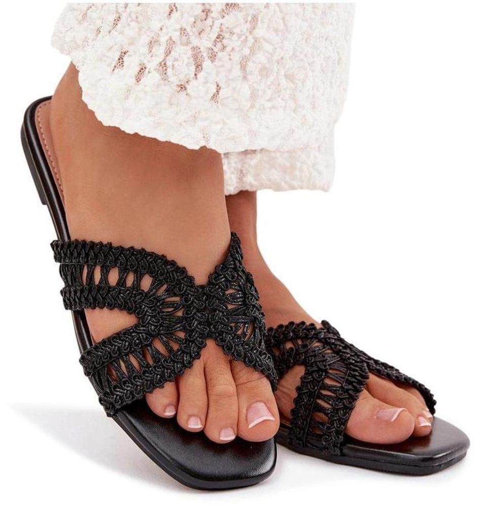 Damen flache schwarze Pantoletten Fariella 37