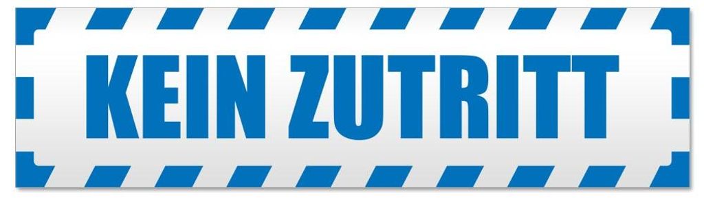Kiwistar - Autoaufkleber - Blau - 60 x 16 cm - Kein Zutritt Piktogramm gestreift - Hinweis Aufkleber Sticker für Auto, Kfz, Fahrrad, PKW, LKW