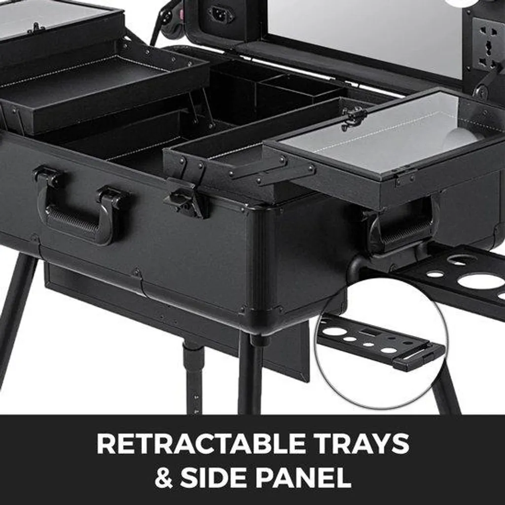 Station de Maquillage Portable avec Miroir LED pour Tournage et Voyage