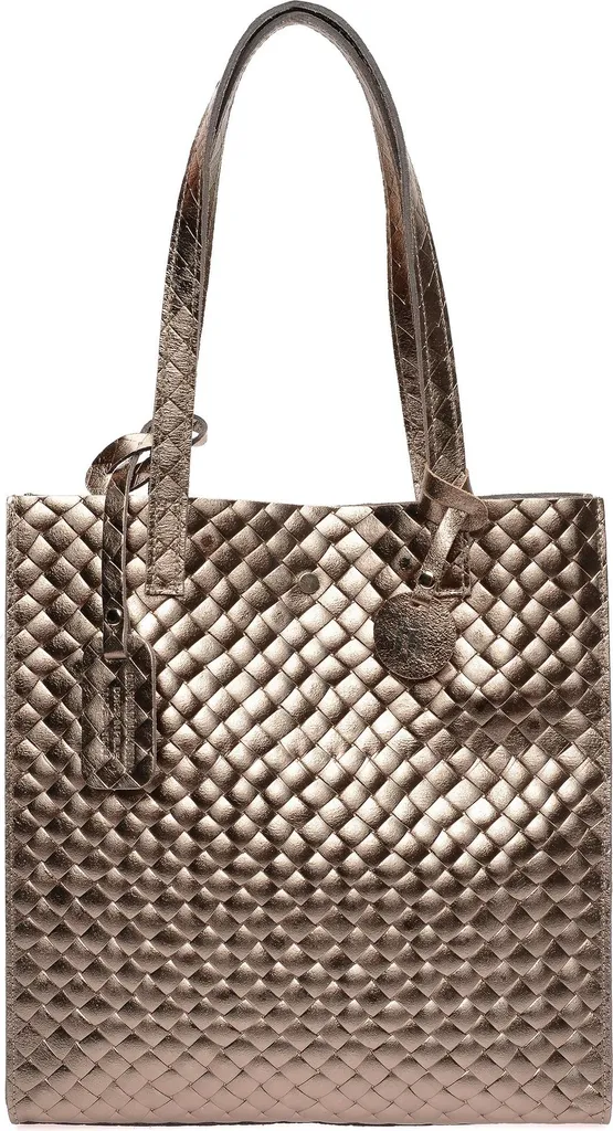Sac à main en cuir bronze métallisé Anna Luchini AL 8161 chic AW25