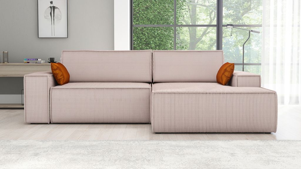 Ecksofa TOR mit Schlaffunktion. Farbe: Flamingo.