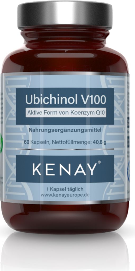Ubichinol V100 Aktive Form von Koenzym Q10 Nahrungsergänzungsmittel 60 Kapseln - KENAY