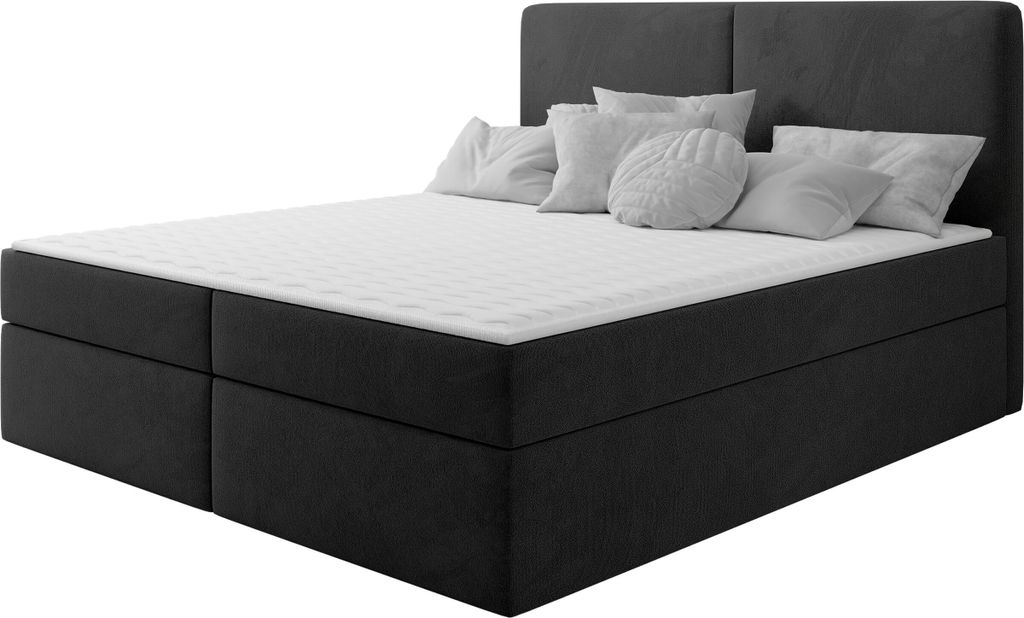 MIRJAN24 Boxspringbett mit zwei Bettkästen Claire, Schlafzimmer Ehebett, Doppelbett mit Topper (Farbe: Manila 18, Größe: 160x200 cm)