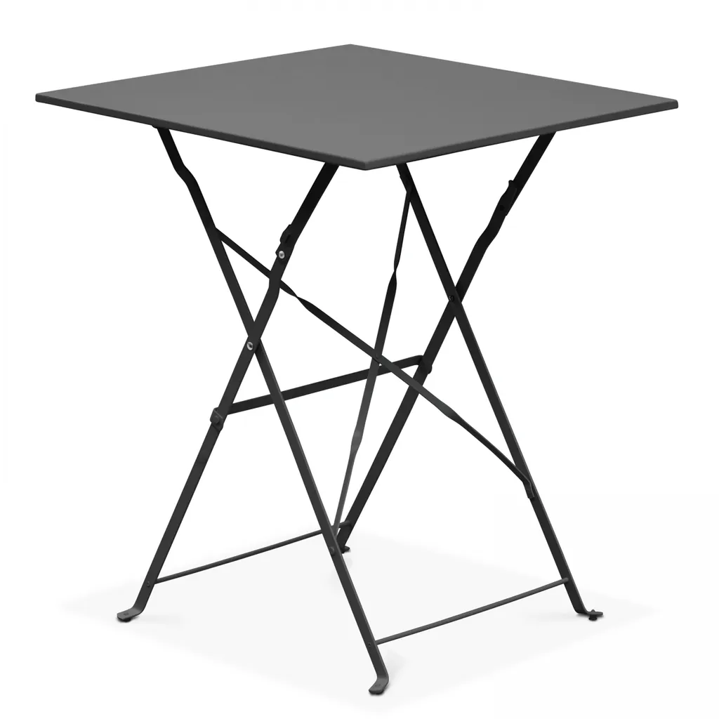 Table de terrasse pliante en acier 2 places gris - Gamme Oviala Rome