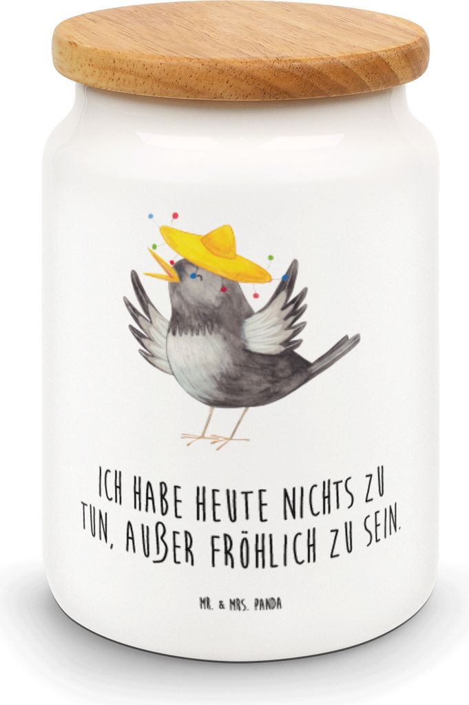 Mr. & Mrs. Panda Kaffeedose Rabe Sombrero - Weiß - Geschenk, Motivation, gebäckdose, Teedose, behälter, Elster, Snackdose, Lustige Sprüche, Spr...