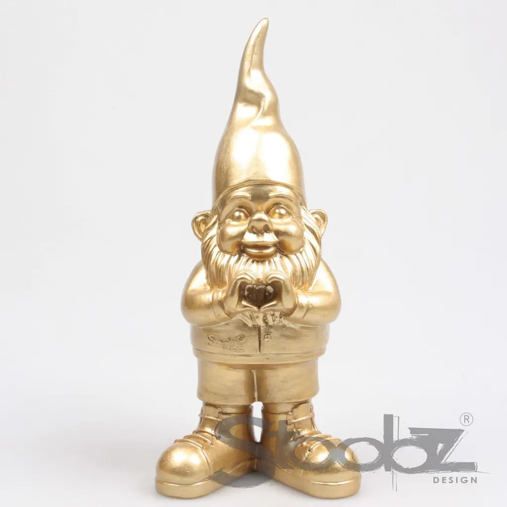 Gnome Design 29.5cm Cœur Doré Stoobz - Finissez-en avec la Déco Triste