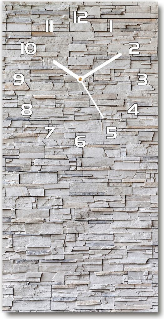 Wanduhr aus Glas – 30x60 cm - Glasbild - Glasuhr - Gehärtetes Glas -Eine Steinmauer