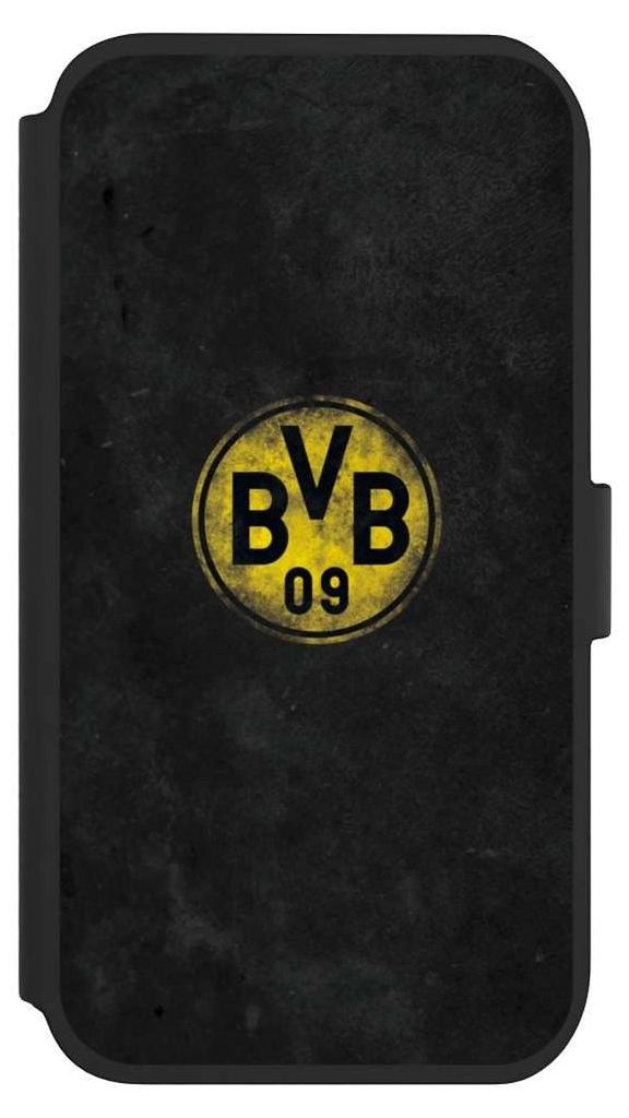 NIVOCASE Klapphülle für Apple iPhone 11 Handyhülle aus Kunst Leder NIVOflip schwarz BVB Borussia Dortmund Fanartikel