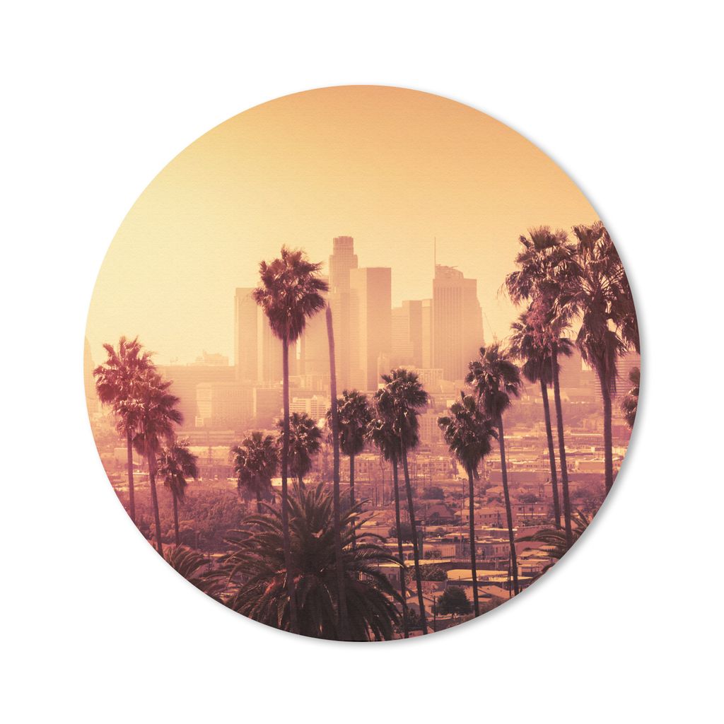 MuchoWow Mauspad Mousepad Palme - Skyline - Sonnenuntergang - Architektur 20x20 cm - Mousepads - Maus Mat - Pad - Mausunterlage - Schreibtischmatte