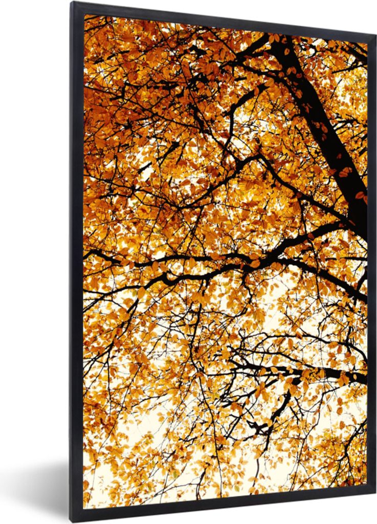 MuchoWow Gerahmtes Poster Baum - Herbstblätter - Jahreszeiten - Rustikal 60x90 cm - Poster mit Schwarzem Bilderrahmen Wandposter Rahmen Foto Bil...