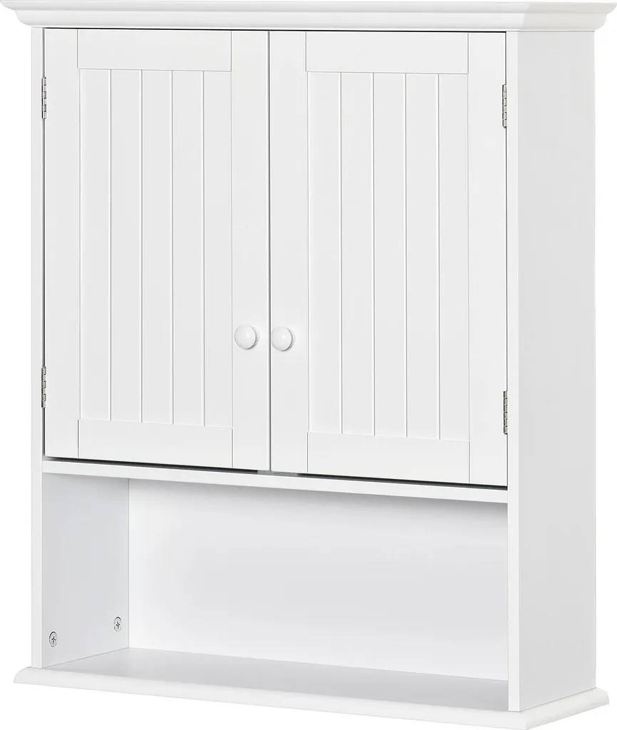 Rangement suspendu salle de bain pour petits espaces en PVC blanc 2p