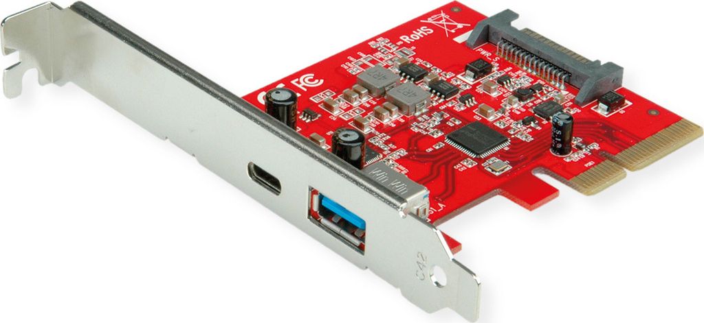 ROLINE PCI-Express-Karte, USB 3.2 Gen 2, 1x USB-A, 1x USB-C