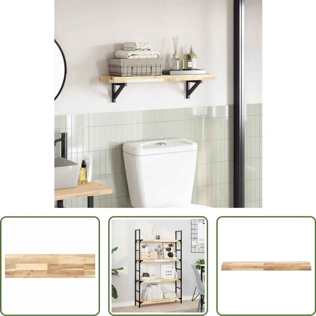 The Living Store Piano d'appoggio 100x20x4 cm rettangolare in legno massiccio di acacia