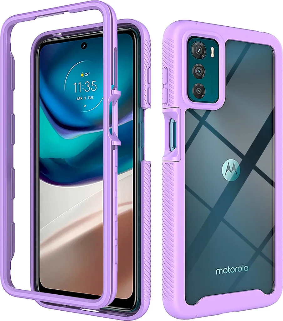 Offerta Custodia Moto G42 Viola: Cover Robusta Trasparente Shockproof