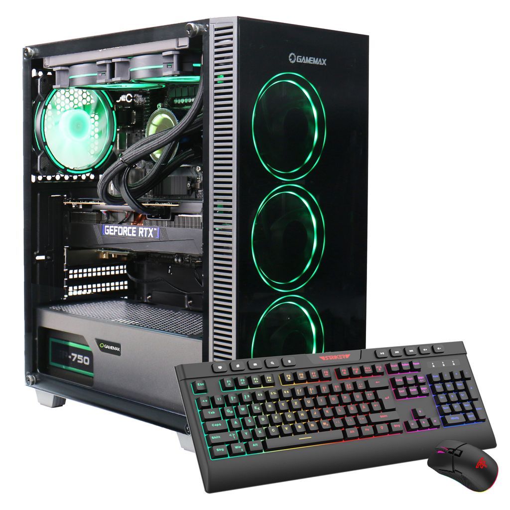 GAMEMAX Gaming-PC Draco XD 7450 Ryzen 7 9700X Wasserkühlung 32GB DDR5 RAM 1TB SSD RTX 5070Ti Windows 11