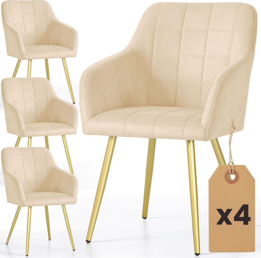4er Set Polsterstühle mit quadratischen Ziernähten LUXANO Produktbild 