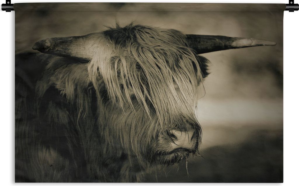 MuchoWow Wandteppich Wandbehang Schottischer Highlander - Tiere - Haare 150x100 cm Tapisserie Dekoration Wandtuch - Waschbar - Tapisserien - Wand...