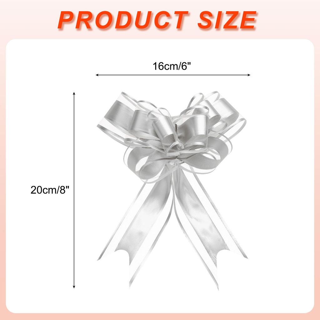 10 Stš¹ck Gro?e Geschenkschleife, 16cm Ziehschleife Geschenk Dekoschleife fš¹r Basteln Hochzeit Geburtstag Geschenkverpackung(Silber)