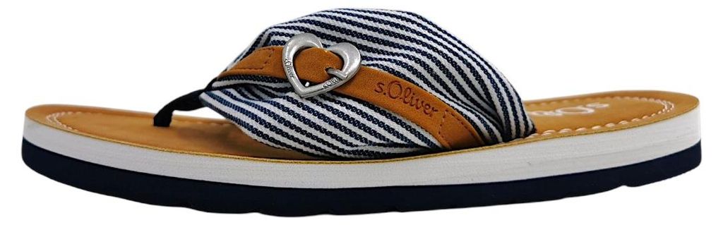 s.Oliver Damenschuhe Pantoletten Dianetten Zehensteg Blau Freizeit, Schuhgröße:39 EU